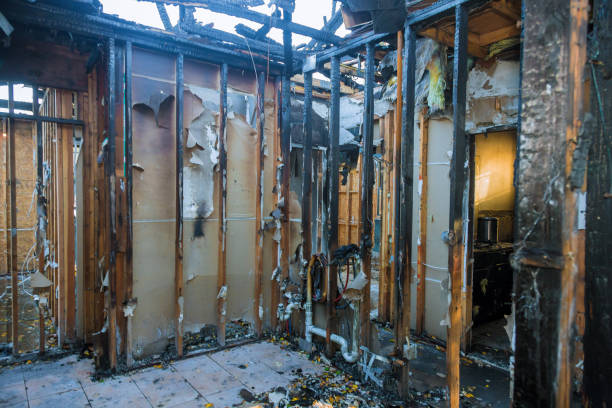 Professional Fire Damage Restoration technician working in Rancocas, NJ